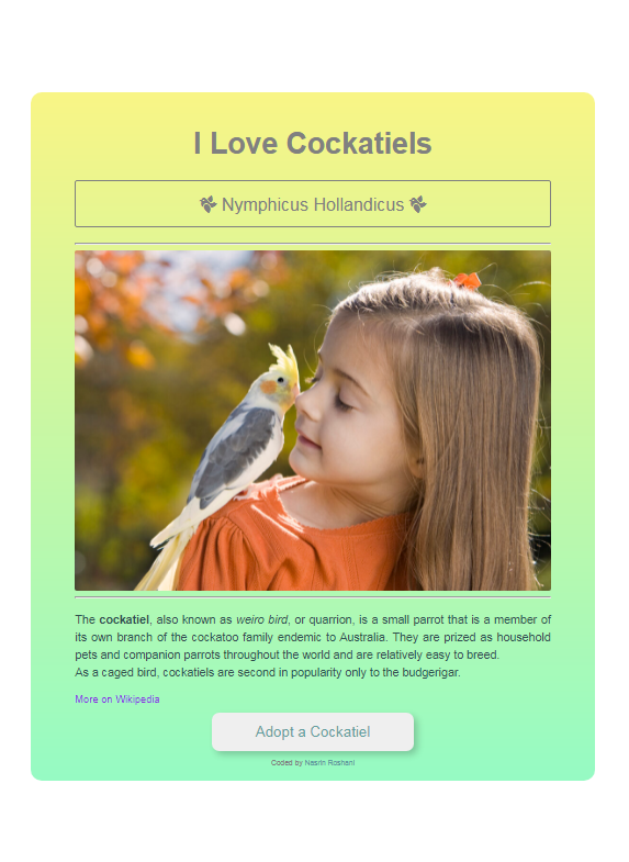 Cockatiels project